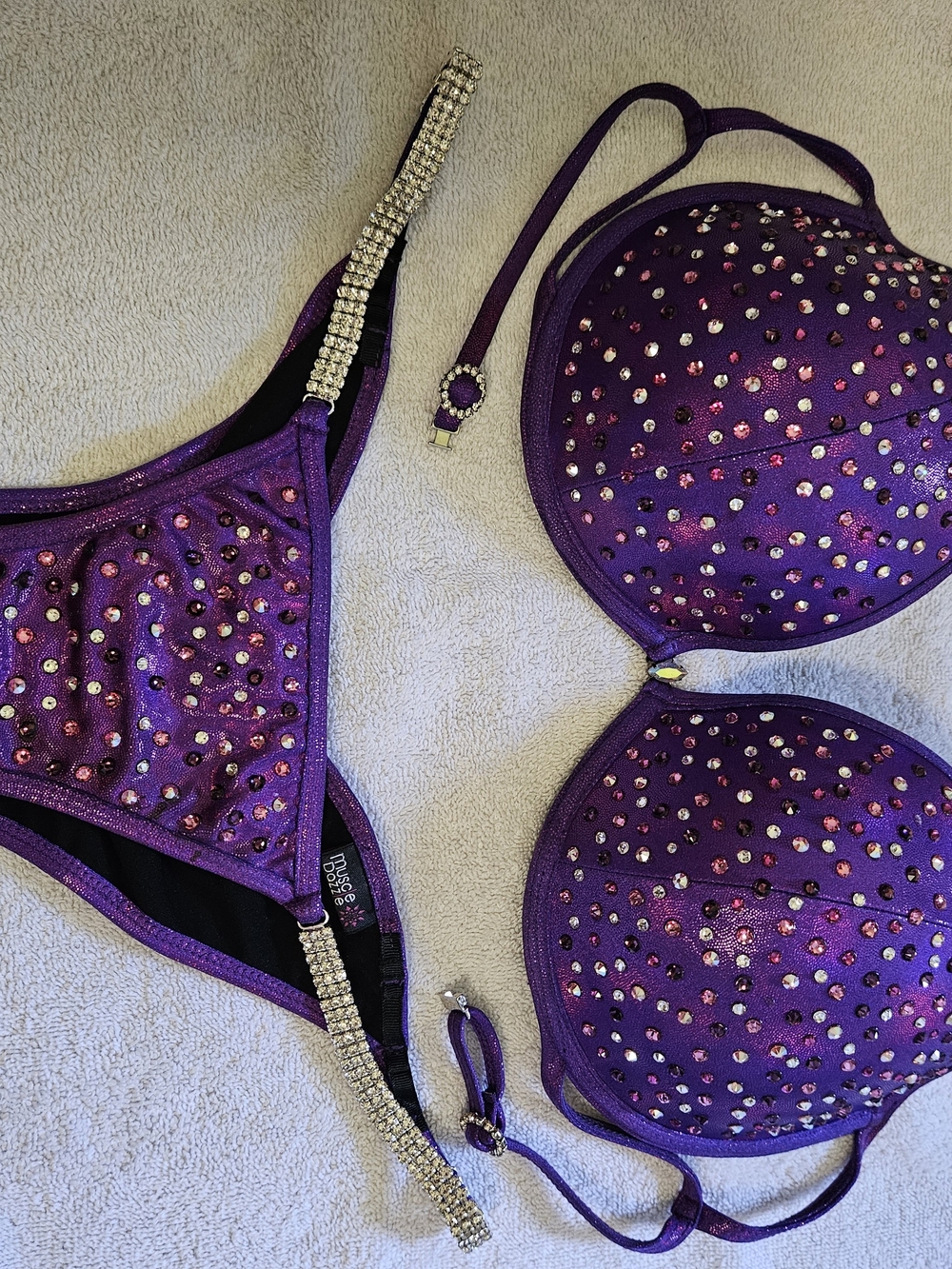 Purple Jeweled Push-Up Bra & Bikini Set - Unbranded